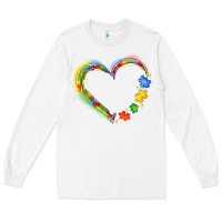 White autism heart Long Sleeve Tee - JahusDesignShop