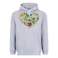 Heather Grey st patricks  hearts Heavyweight Hoodie - MaliasSmallBusiness