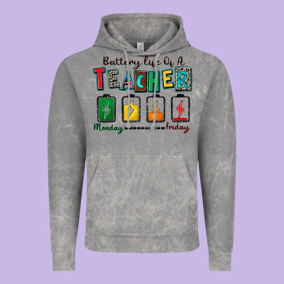 Battery Life Of A Teacher Vintage Hoodie Designed By Zillion Design Studio