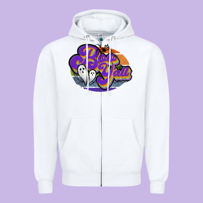 Boo Y'all Zipper Hoodie Designed By Jahusdesignshop