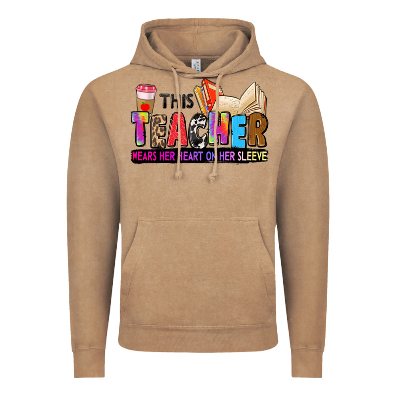 This Teacher Wears Her Heart On Her Sleeve Vintage Hoodie by Zillion Design Studio | Teevron