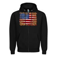 Black american flag and leopard Zipper Hoodie - Artiststas