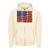 Sandshell american flag and leopard Zipper Hoodie - Artiststas