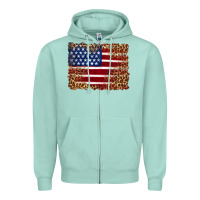 Seafoam american flag and leopard Zipper Hoodie - Artiststas