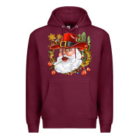 Burgundy Cowboy Santa Premium Hoodie - BundleAndBundleShop