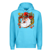 Ocean Blue Cowboy Santa Premium Hoodie - BundleAndBundleShop