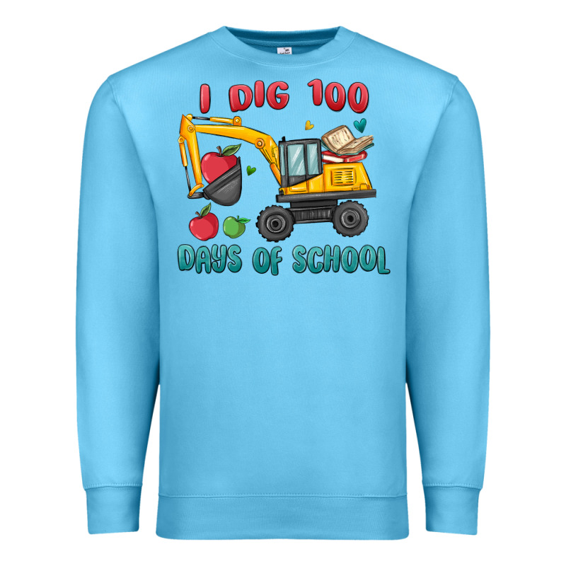 I Dig 100 Days Of School Excavator Premium Sweatshirt by MaliasSmallBusiness | Teevron