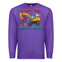 Purple i dig 100 days of school excavator Premium Sweatshirt - MaliasSmallBusiness