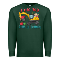 Sports Green i dig 100 days of school excavator Premium Sweatshirt - MaliasSmallBusiness