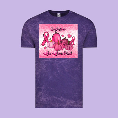 In October We Wear Pink Pumpkin Vintage Tee Designed By Ranaportraitstore