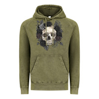 Vintage Olive Floral skull Vintage Hoodie - RanaPortraitStore