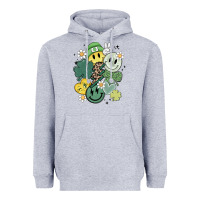 Heather Grey st patricks day green smile Heavyweight Hoodie - MaliasSmallBusiness