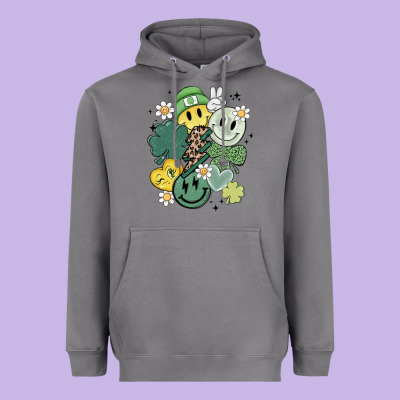 St Patricks Day Green Smile Heavyweight Hoodie Designed By Maliassmallbusiness