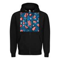 Black 4th uf july strawberries seamless pattern Zipper Hoodie - BundleAndBundleShop