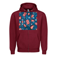 Burgundy 4th uf july strawberries seamless pattern Zipper Hoodie - BundleAndBundleShop
