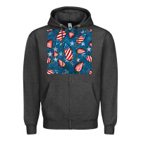 Charcoal Heather 4th uf july strawberries seamless pattern Zipper Hoodie - BundleAndBundleShop