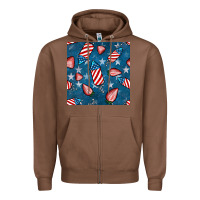 Chestnut 4th uf july strawberries seamless pattern Zipper Hoodie - BundleAndBundleShop