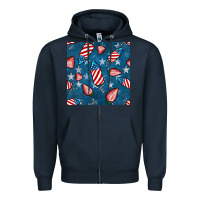 Navy 4th uf july strawberries seamless pattern Zipper Hoodie - BundleAndBundleShop
