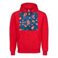 Red 4th uf july strawberries seamless pattern Zipper Hoodie - BundleAndBundleShop