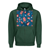Sports Green 4th uf july strawberries seamless pattern Zipper Hoodie - BundleAndBundleShop