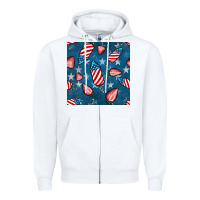 White 4th uf july strawberries seamless pattern Zipper Hoodie - BundleAndBundleShop