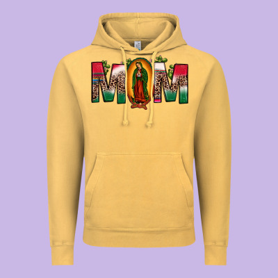 Mexican Flag Our Lady Of Guadalupe Mom Leopard Vintage Hoodie Designed By Jahusdesignshop