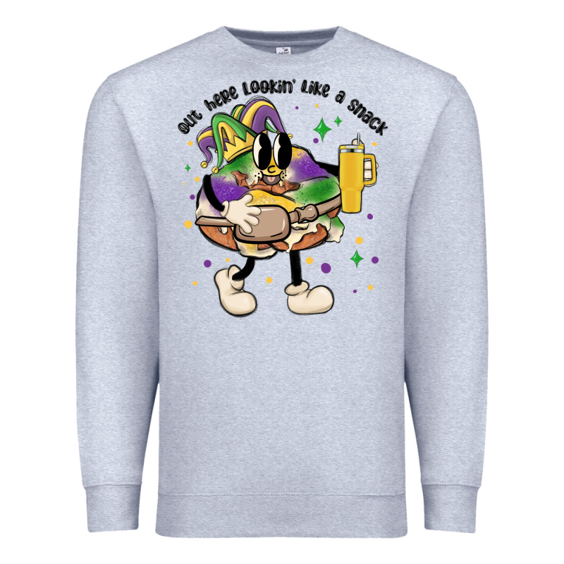 Out Here Lookin Like A Snack King Cake Mardi Gras Premium Sweatshirt by MaliasSmallBusiness | Teevron
