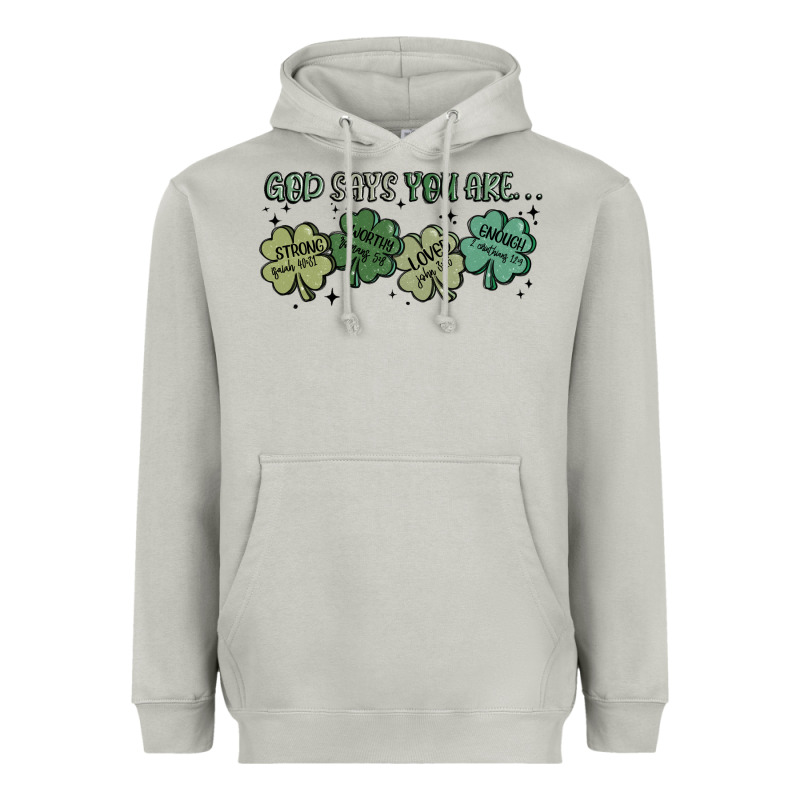 God Says I Am Patrick's Day Heavyweight Hoodie by MaliasSmallBusiness | Teevron