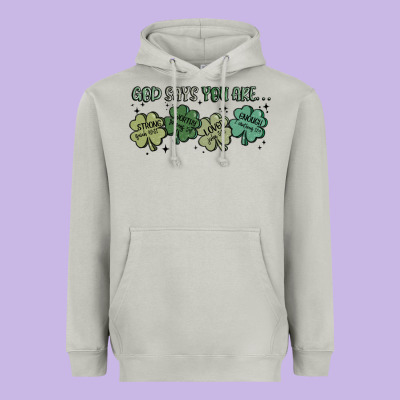 God Says I Am Patrick's Day Heavyweight Hoodie Designed By Maliassmallbusiness