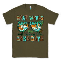Army Green boat waves sun rays aint nothing like lake days Classic Tee - AdoDesignShop