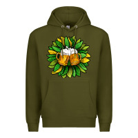 Army Green St. Patricks Sunflower With Beer Premium Hoodie - BundleAndBundleShop