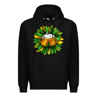 Black St. Patricks Sunflower With Beer Premium Hoodie - BundleAndBundleShop
