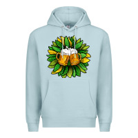 Blue Mist St. Patricks Sunflower With Beer Premium Hoodie - BundleAndBundleShop