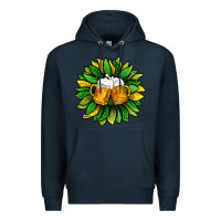 Navy St. Patricks Sunflower With Beer Premium Hoodie - BundleAndBundleShop