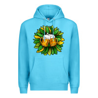 Ocean Blue St. Patricks Sunflower With Beer Premium Hoodie - BundleAndBundleShop