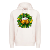 Pale Pink St. Patricks Sunflower With Beer Premium Hoodie - BundleAndBundleShop