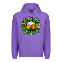Purple St. Patricks Sunflower With Beer Premium Hoodie - BundleAndBundleShop