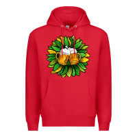 Red St. Patricks Sunflower With Beer Premium Hoodie - BundleAndBundleShop