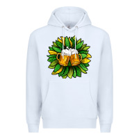 White St. Patricks Sunflower With Beer Premium Hoodie - BundleAndBundleShop