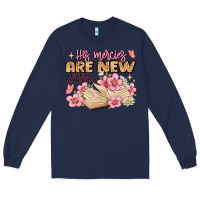 Navy his mercies are new every morning lamentations 3 2 Long Sleeve Tee - JahusDesignShop