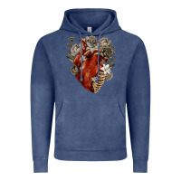 Vintage Denim Flower anatomical heart Vintage Hoodie - RanaPortraitStore