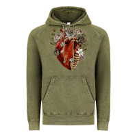 Vintage Olive Flower anatomical heart Vintage Hoodie - RanaPortraitStore