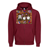 Burgundy camouflage gnomes american flag star leopard Zipper Hoodie - Artiststas
