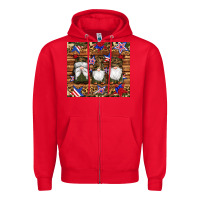 Red camouflage gnomes american flag star leopard Zipper Hoodie - Artiststas