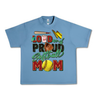 Pebble Blue loud and proud softball mom Urban Heavy Tee - Zillion Design Studio
