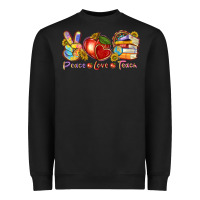 Black peace love teach Heavyweight Sweatshirt - texasbilliewilder