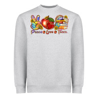 Heather Grey peace love teach Heavyweight Sweatshirt - texasbilliewilder
