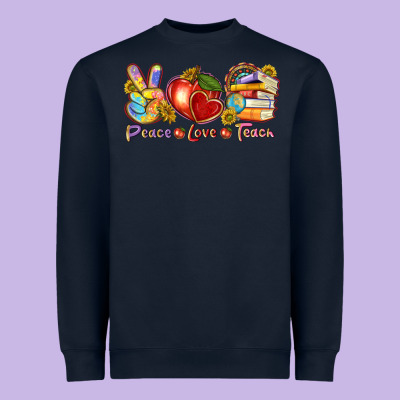 Peace Love Teach Heavyweight Sweatshirt Designed By Texasbilliewilder