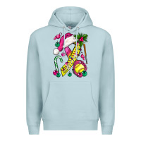 Blue Mist Pink Christmas Breast Cancer Ribbon Softball Premium Hoodie - BundleAndBundleShop