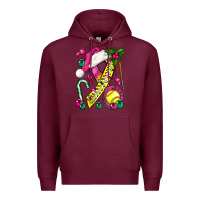 Burgundy Pink Christmas Breast Cancer Ribbon Softball Premium Hoodie - BundleAndBundleShop